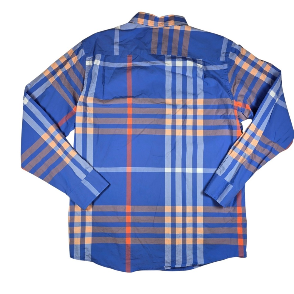 Southern Tide Blue Orange Plaid Check Trim Fit Button Down L/S Dress Shirt Men L - Picture 6 of 8